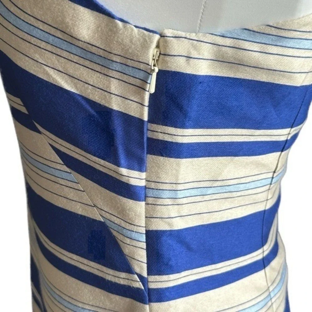 Banana Republic One Shoulder Dress NWT Women's 4 Blue Striped‎ Ruffle Sheath